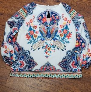 Bohemian Floral Parrot Blouse - S 